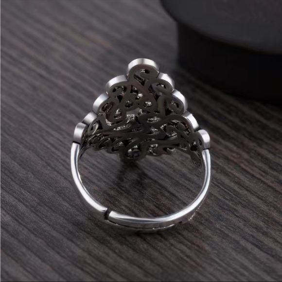 Vintage Opening Tailor Silver Ring, Personality Exaggerated Leaf Finger Ring - Picture 3 of 6